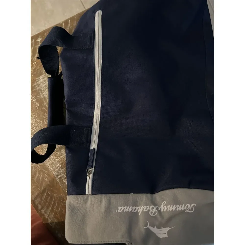NEW TOMMY BAHAMA DUFFLE BAG Dark Blue w/ Grey‎ Trim & White Marlin Icon Day Pack